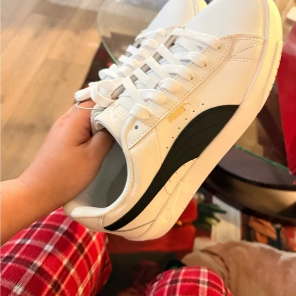 Puma White Athletic Shoes with Black Accents - Picture 9 of 12